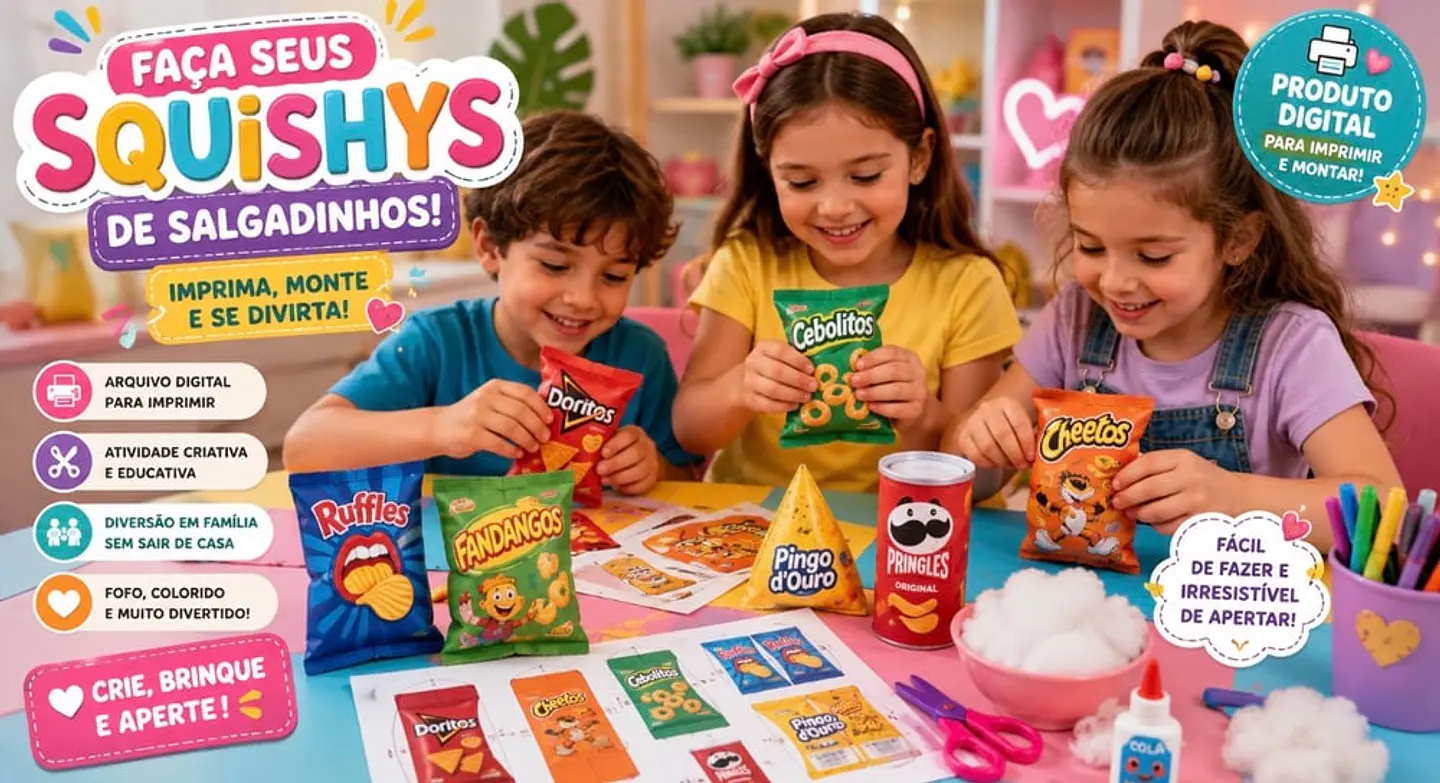 Arquivos para Squishys Salgadinhos, Florzinhas, Ursinhos e Frutinhas em Jpg  1