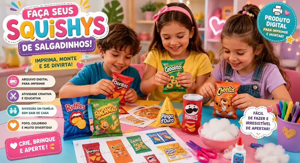 Arquivos para Squishys Salgadinhos, Florzinhas, Ursinhos e Frutinhas em Jpg  1