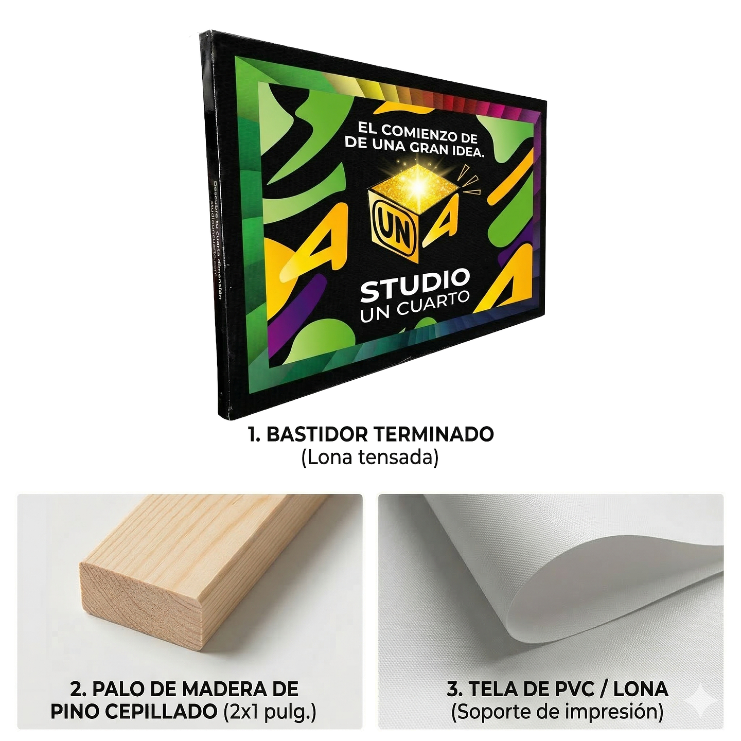 Bastidor﻿ ﻿de Madera con tela pvc m² 2