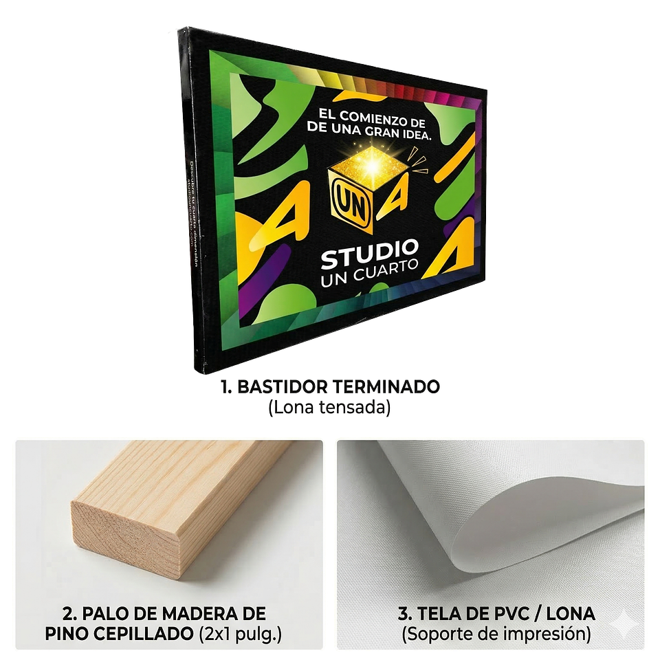 Bastidor﻿ ﻿de Madera con tela pvc m² 2