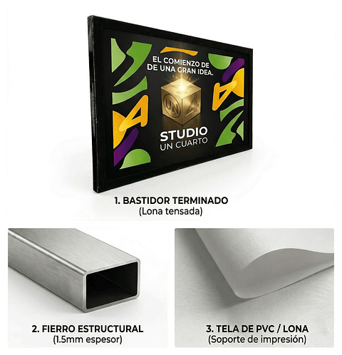 Bastidor﻿ ﻿de Fierro con tela pvc m²