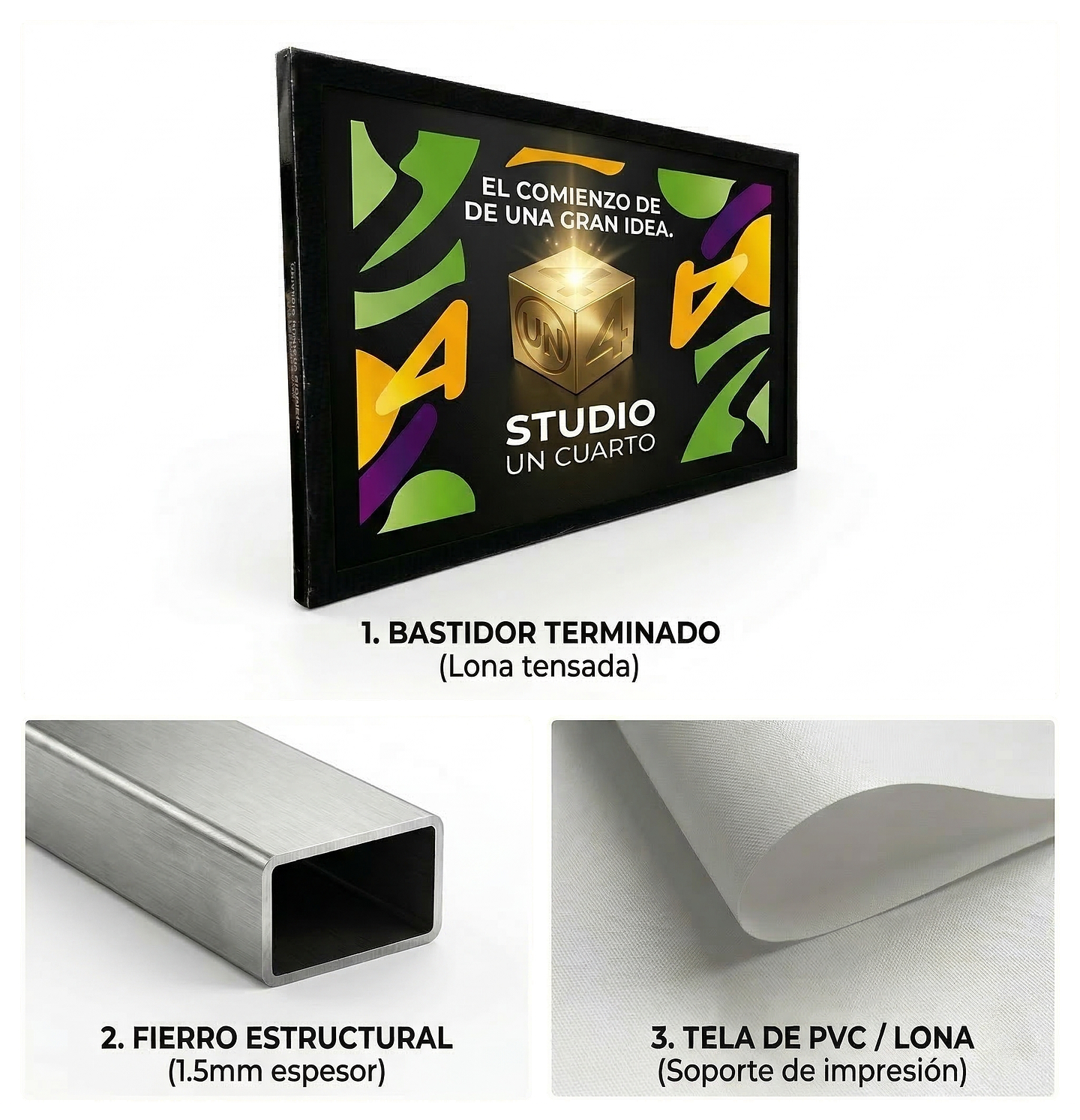 Bastidor﻿ ﻿de Fierro con tela pvc m² 2