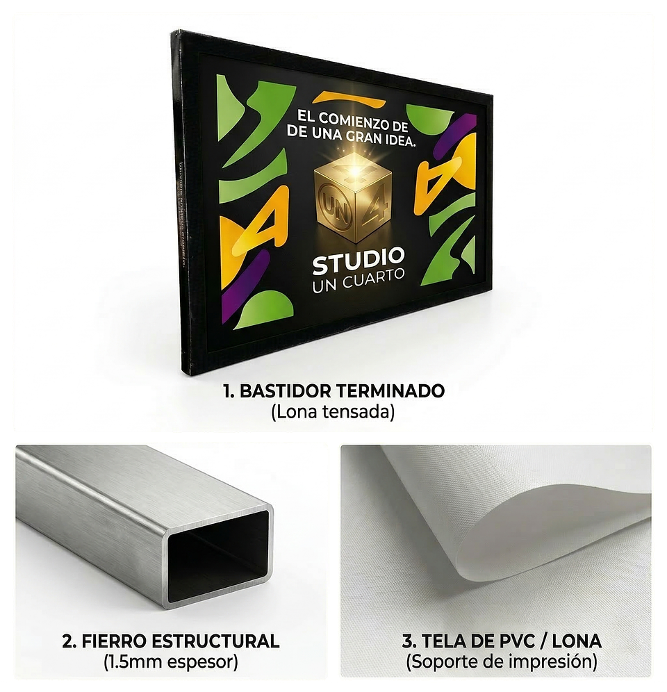 Bastidor﻿ ﻿de Fierro con tela pvc m² 2