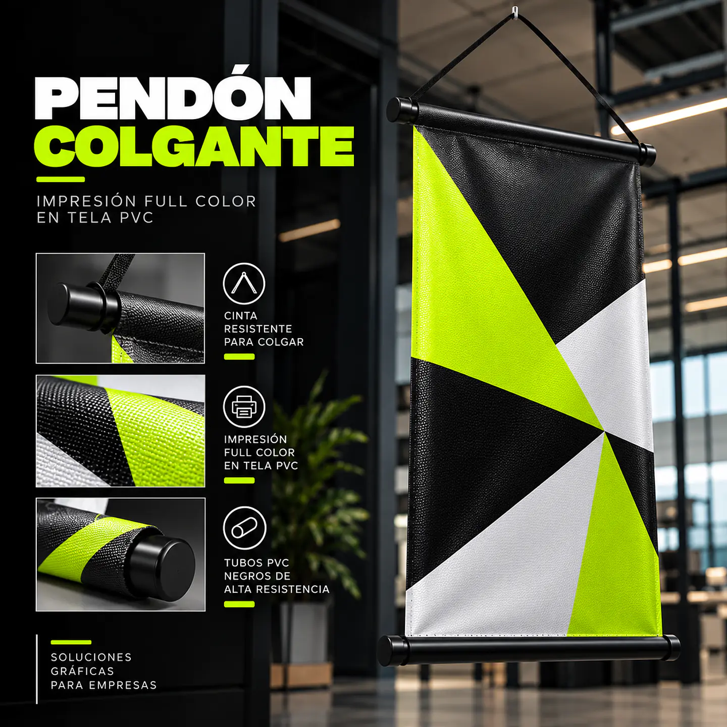 Pendón Colgante Personalizado Tela Pvc 1