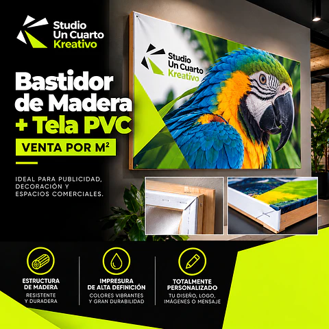 Bastidor de Madera con Tela PVC m²