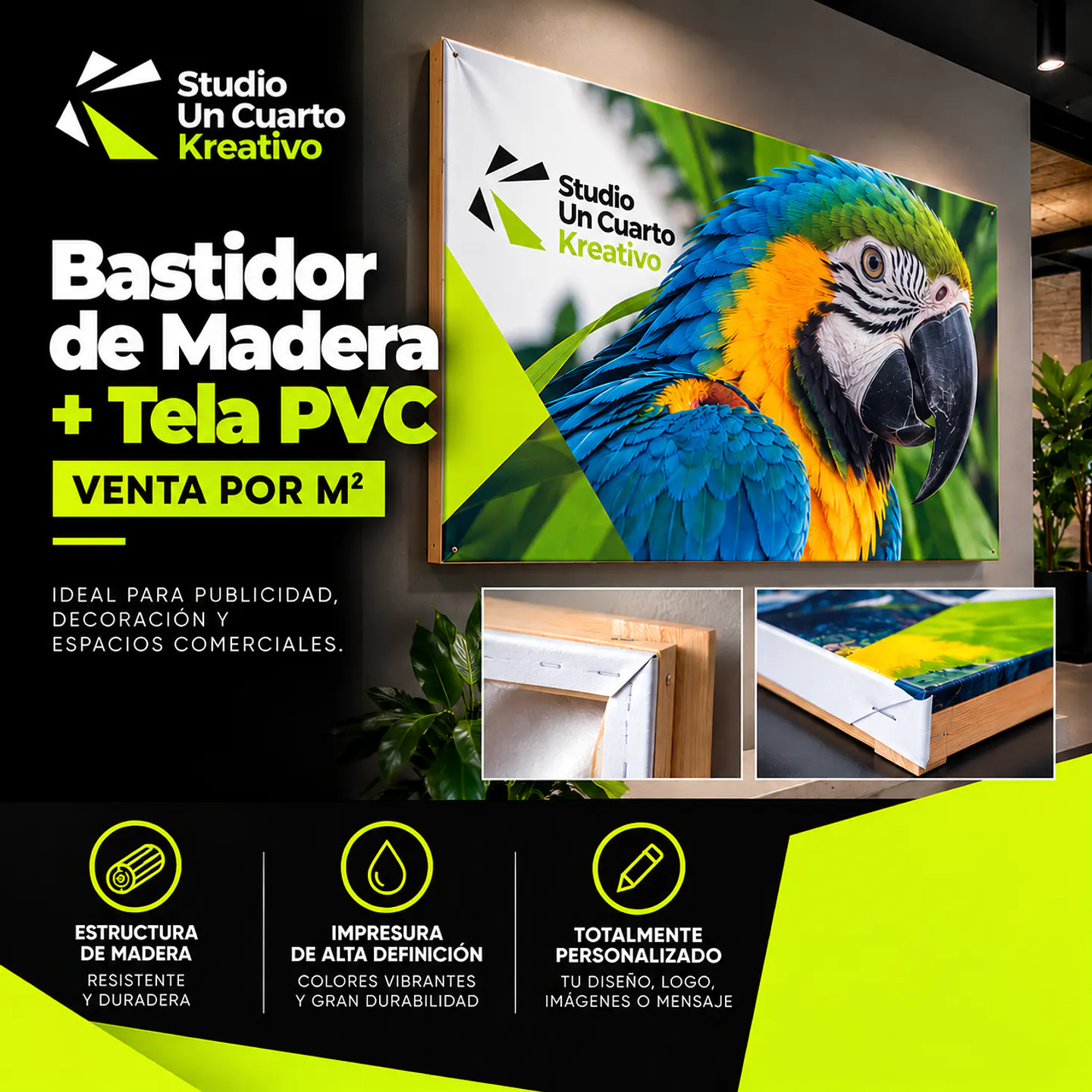 Bastidor de Madera con Tela PVC m² 1