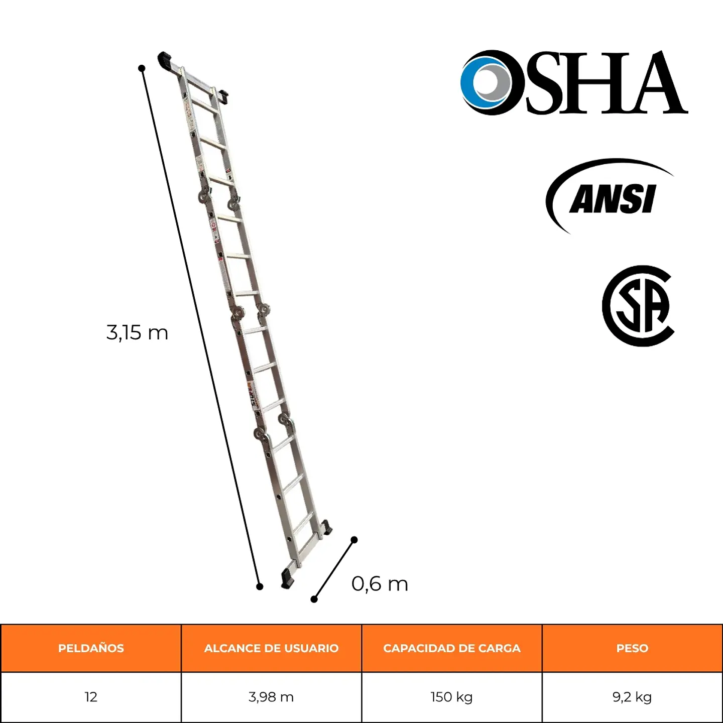ESCALERA MULTIUSOS ARTICULADA DE ALUMINIO 4x3 2