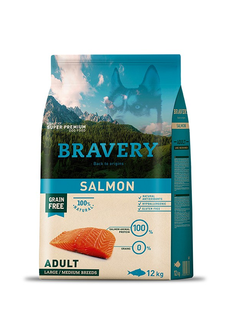 BRAVERY SALMON ADULT LARGE/MEDIUM BREED 12KG 1