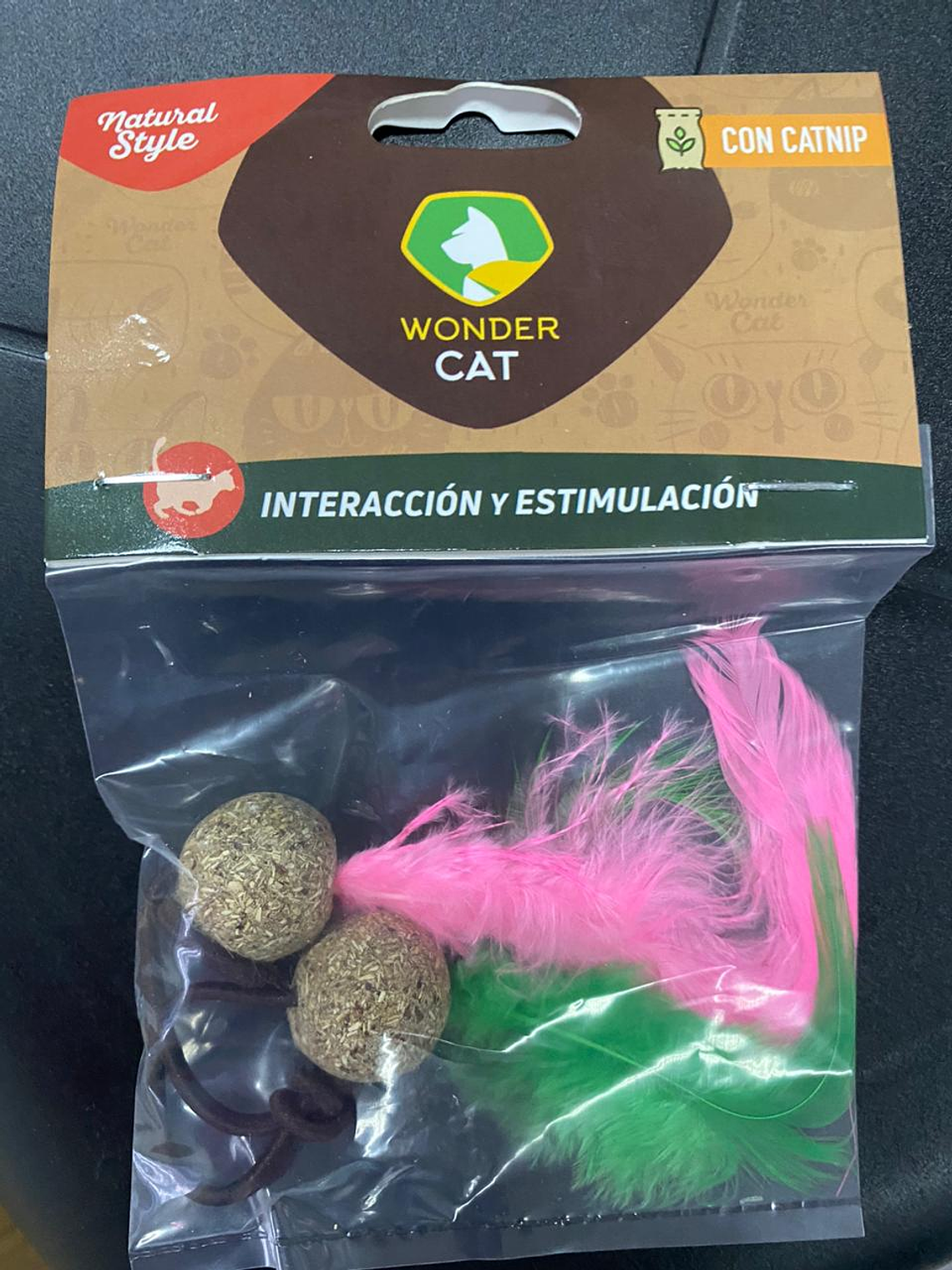 JUGUETE BOLA CON PLUMA Y CUERDA WONDER CAT 1