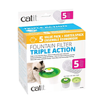 Catit Pack 5 Filtros De Acción Triple Para Fuentes Agua 