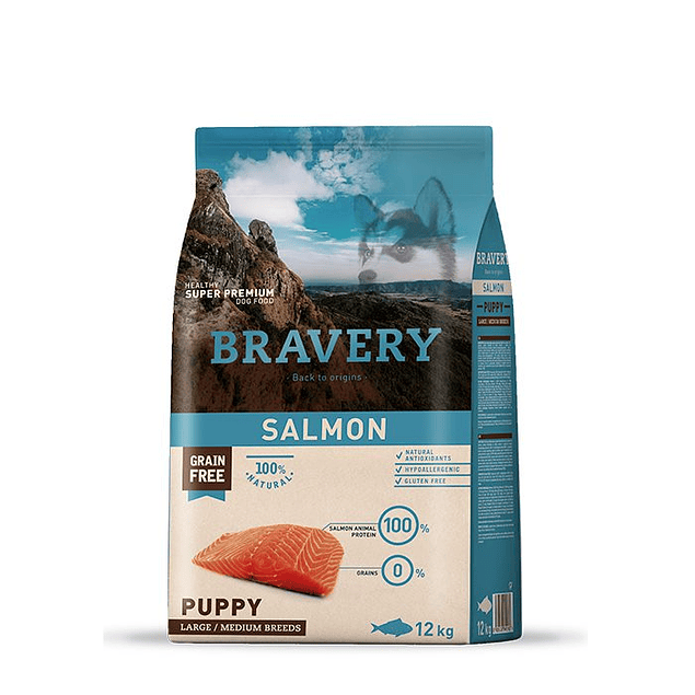 Bravery Puppy Salmon Large/Medium 12kg