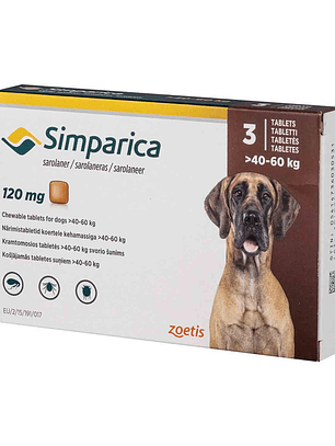 Antiparasitario Externo Simparica ﻿(40 - 60kg) 3 Comprimidos