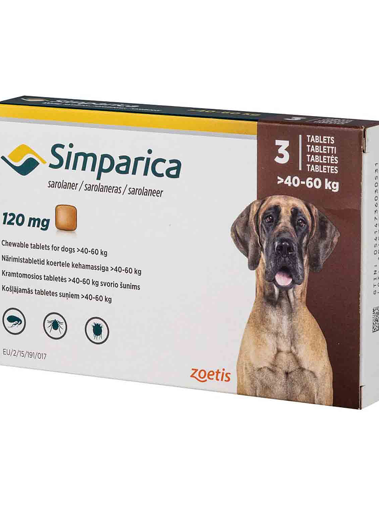 Antiparasitario Externo Simparica ﻿(40 - 60kg) 3 Comprimidos 1