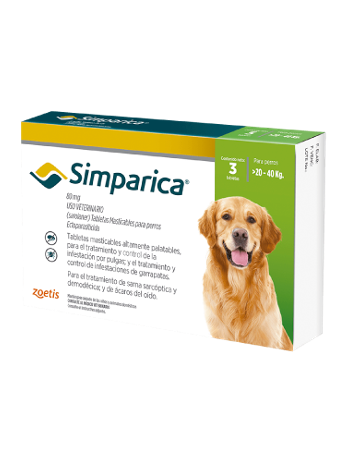 Antiparasitario Externo Simparica ﻿(20 - 40kg) 3 Comprimidos 1