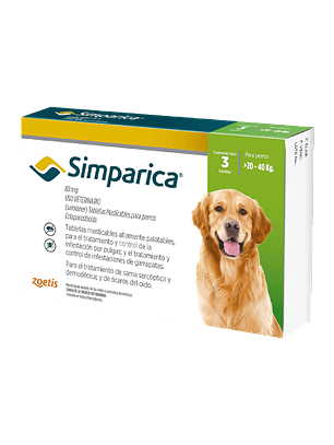 Antiparasitario Externo Simparica ﻿(20 - 40kg) 3 Comprimidos