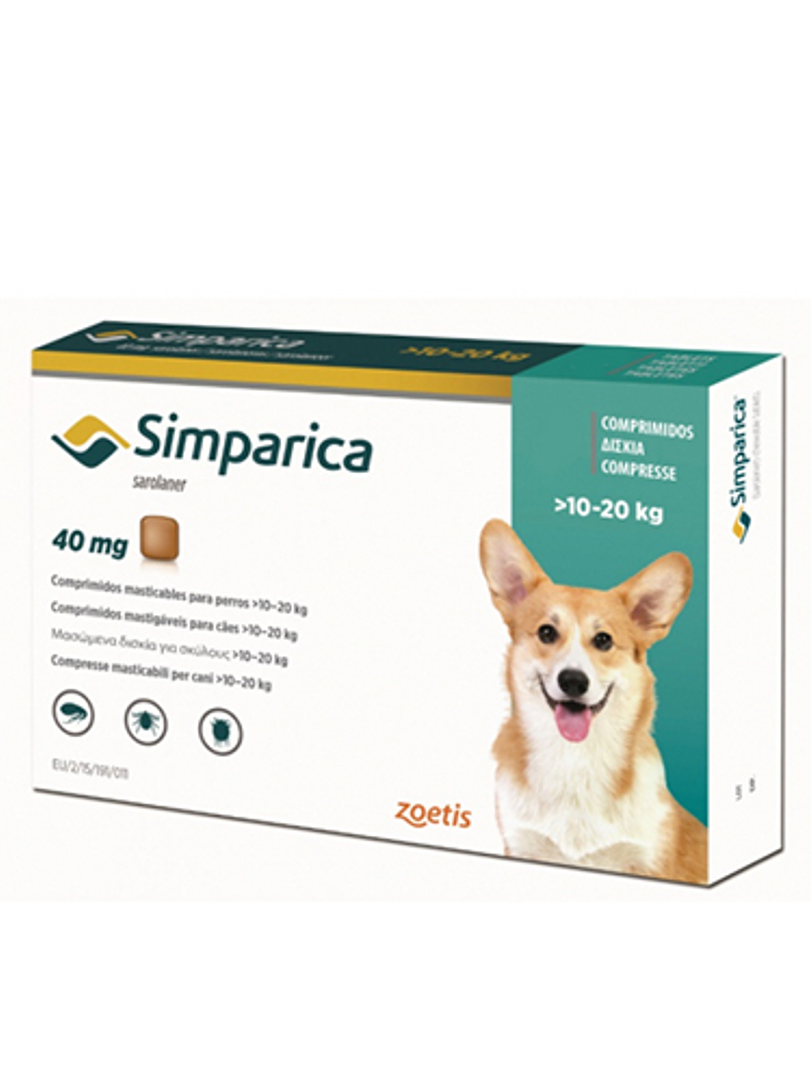Antiparasitario Externo Simparica ﻿(10 - 20kg) 3 Comprimidos 1