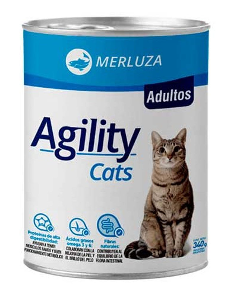 LATA AGILITY MERLUZA 340GR GATO 1