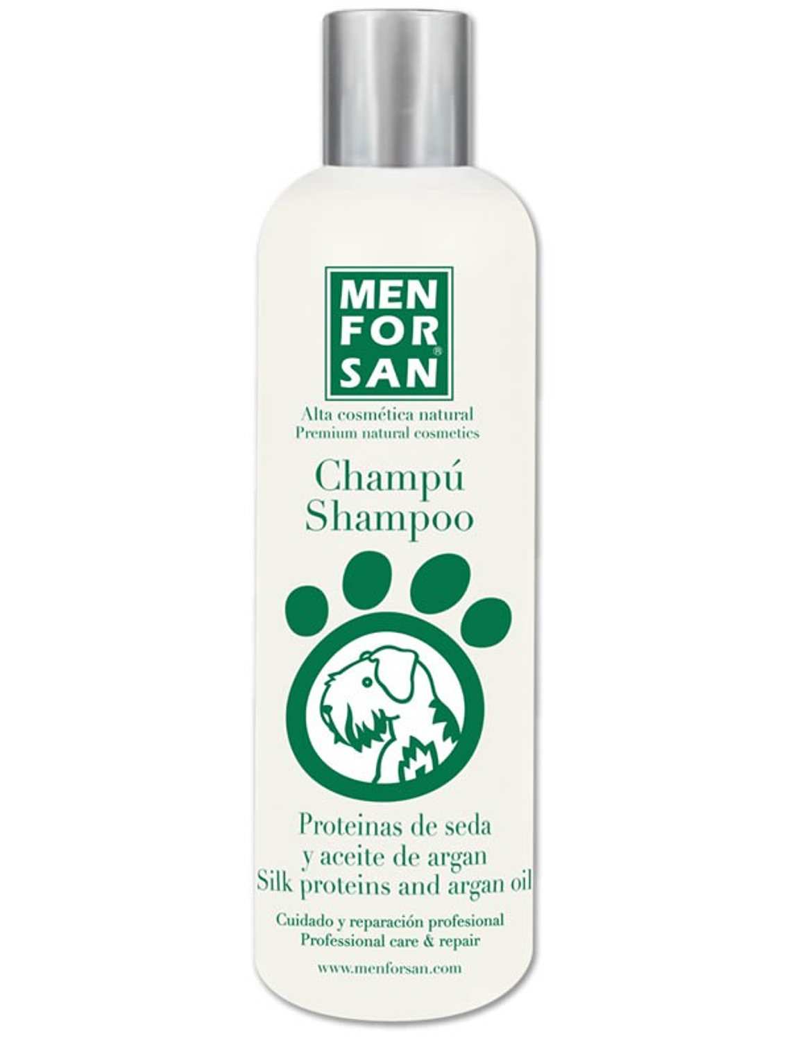 Menforsan Shampoo De Proteinas de Seda Y Aceite de Argan  1