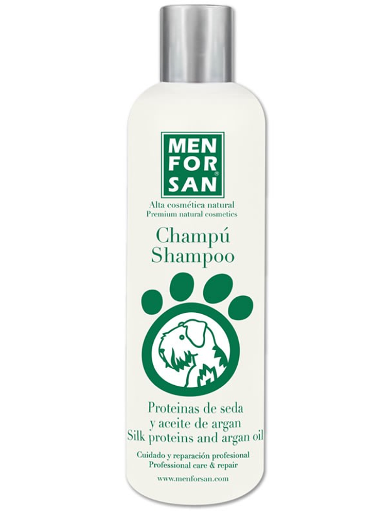 Menforsan Shampoo De Proteinas de Seda Y Aceite de Argan  1