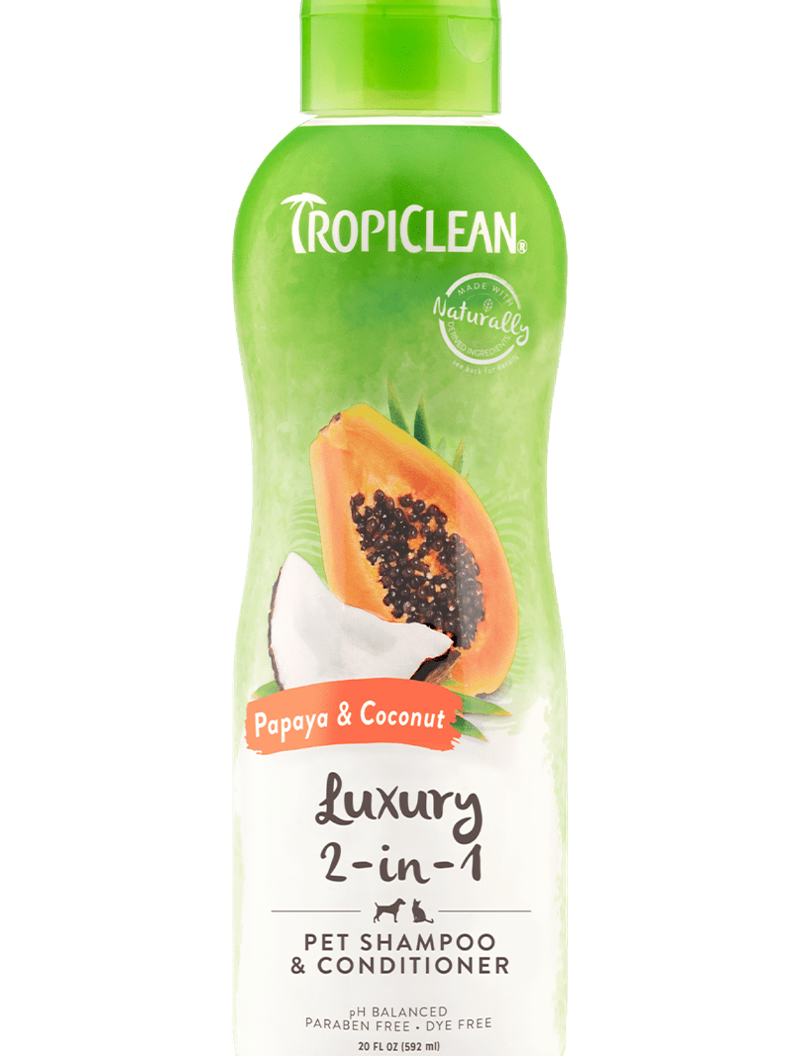 Shampoo Tropiclean 2 en 1 Luxury Papaya & Coco  592ML 1