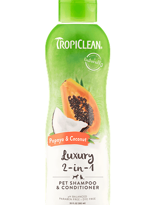 Shampoo Tropiclean 2 en 1 Luxury Papaya & Coco  592ML