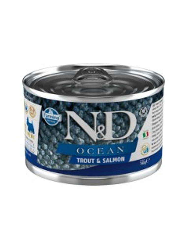 Lata N&D Dog Ocean Trout and Salmon Mini 140Gr 1