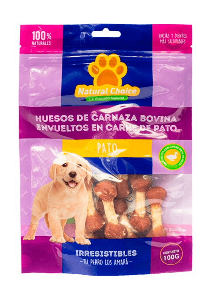 Huesitos de Carnaza Bovina Envueltos en Carne de Pato (Dumbbell) (100g) 1