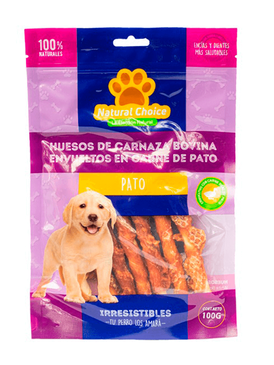Huesitos de Carnaza Bovina Envueltos en Carne de Pato (Stick) (100g) 1