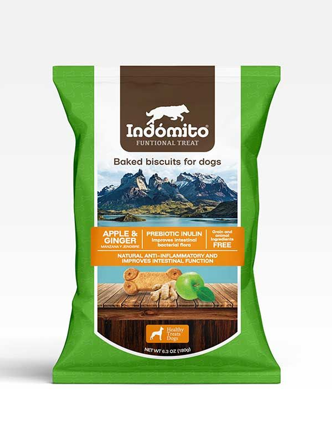 Indomito Galletas Manzana Jengibre 180Grs 1