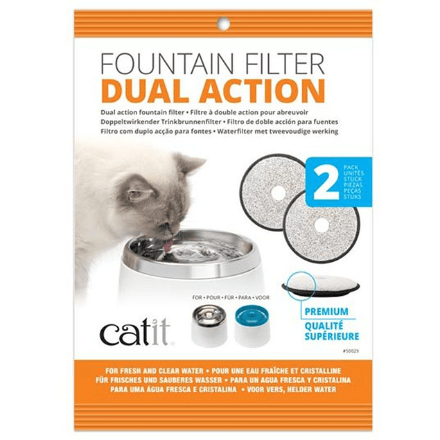 Catit Pack 2 Filtros De Acción Dual Para Fuentes Agua 