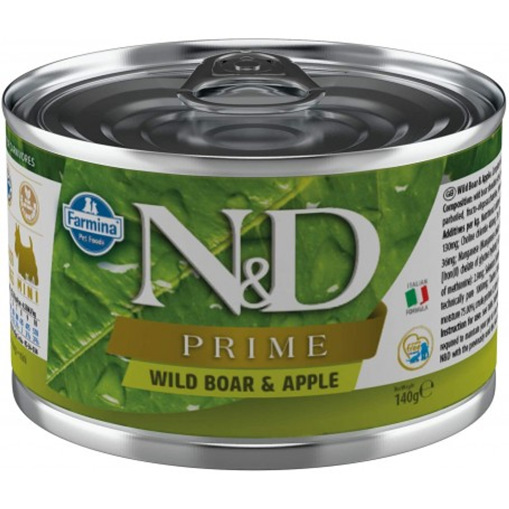 Lata N&D Dog Prime Wild Boar and Apple Mini 140Gr