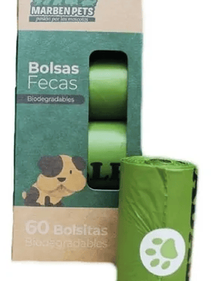 Marben Pets Bolsas Fecas Ecológicas 4 Rollos 60 Bolsas