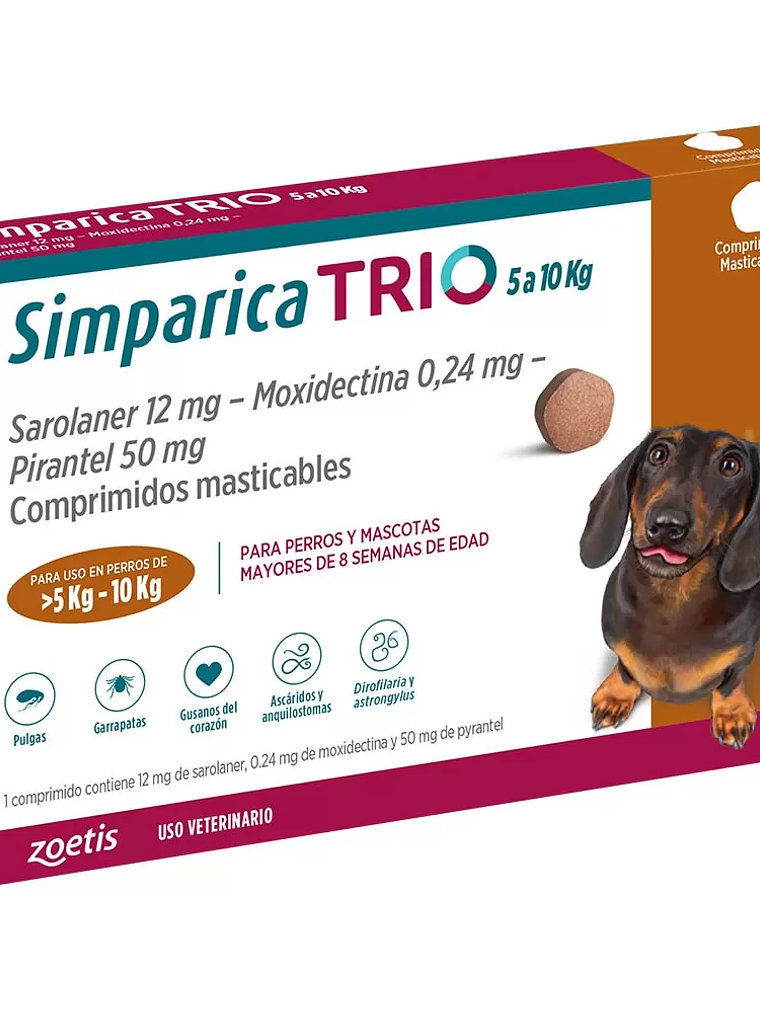 Antiparasitario Simparica Trio ﻿(5 - 10kg) 3 Comprimidos 1