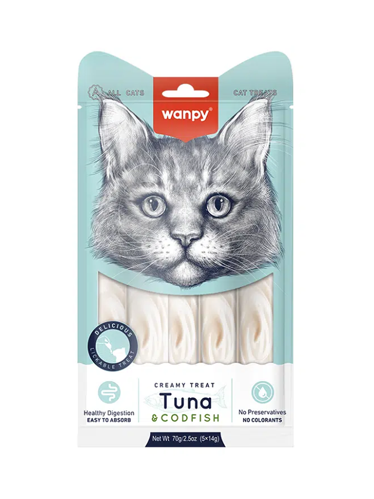WANPY GATOS CREAMY ATUN BACALAO 70 GRS 1