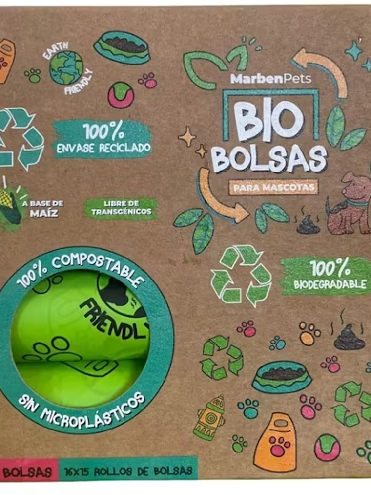 MARBEN PETS BOLSAS FECAS BIODEGRADABLES 240 BOLSAS	 1
