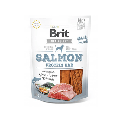 BRIT JERKY SNACK SALMON PROTEIN BAR FOR DOGS 80G	