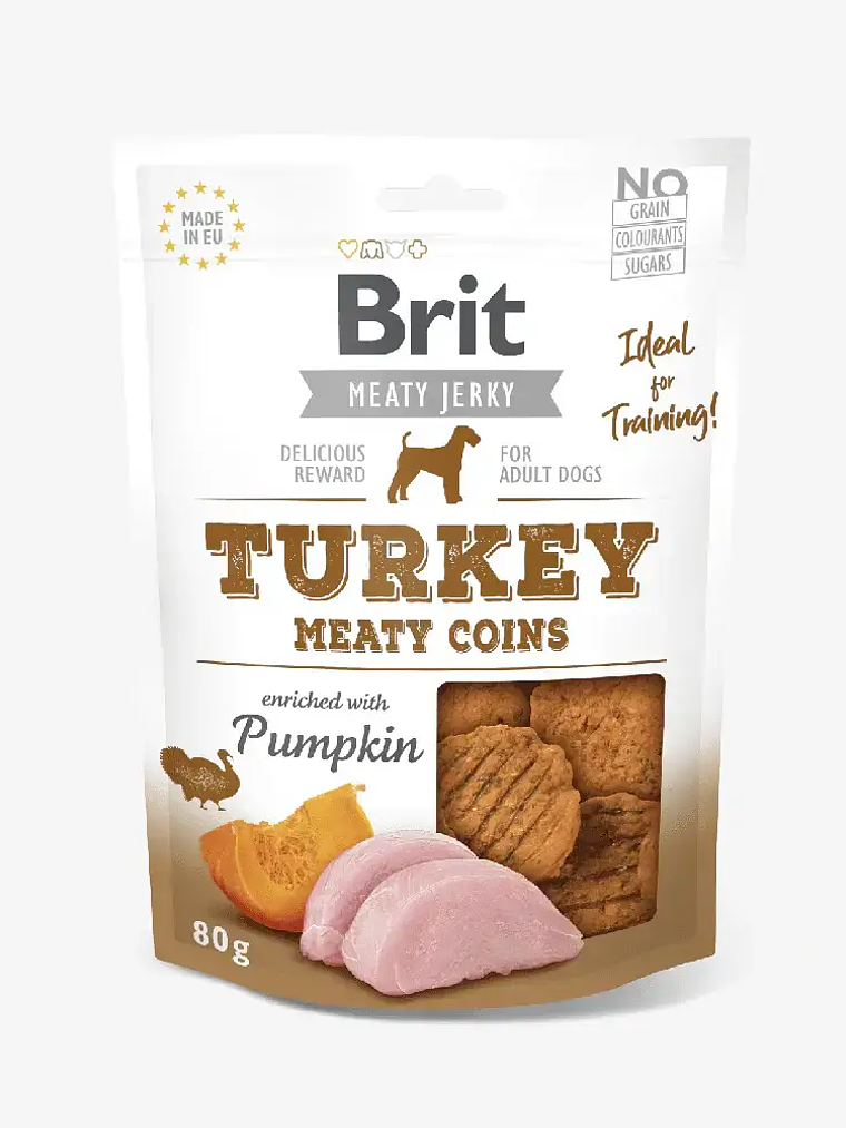 Brit Jerky Snack Pavo Meaty Coins Adult 80 grs	 1