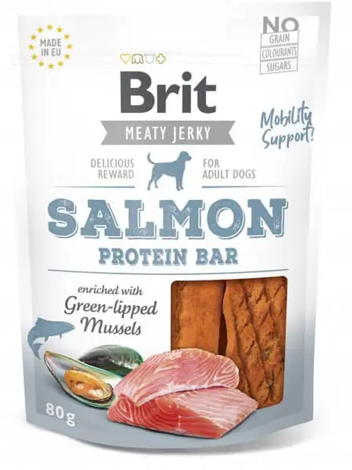 BRIT JERKY SNACK SALMON PROTEIN BAR FOR DOGS 80G	 1