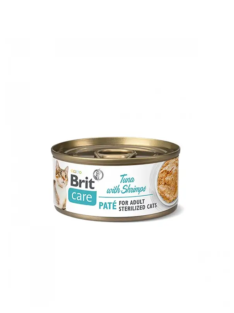 BRIT CARE CAT STERILIZED TUNA PATE WITH SHRIMPS 70G	 1