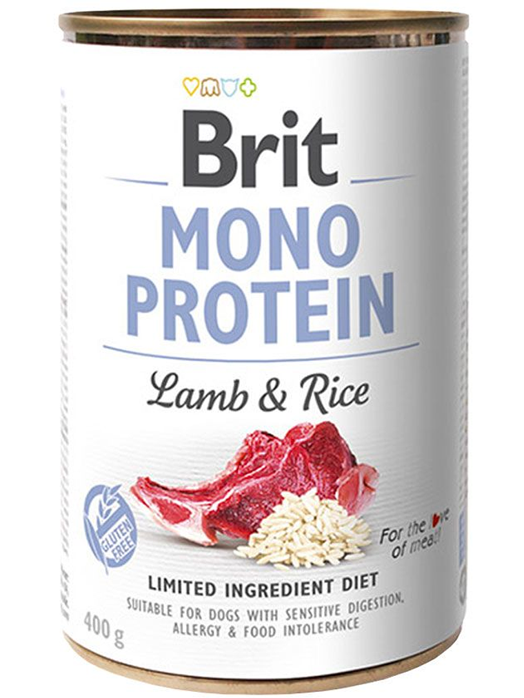 Lata Brit Care Mono Protein Cordero y Arroz 400g para perro  1