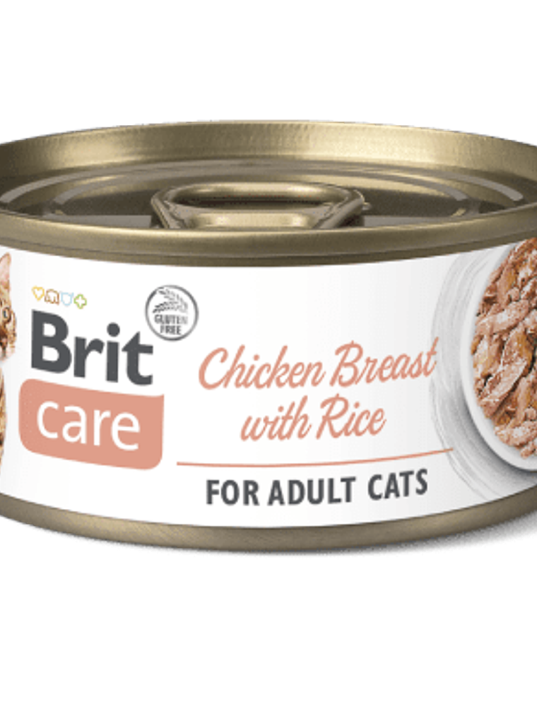 BRIT CARE CAT CHICKEN BREAST WITH RICE 70G	 1