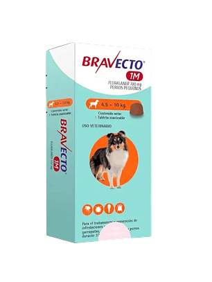 Bravecto Perro 1 Mes 4,5 a 10 kg – Protección Antiparasitaria Mensual