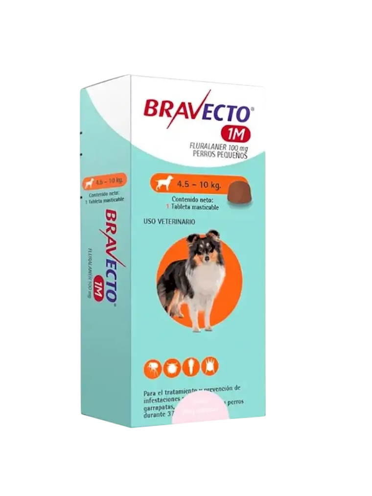 Bravecto Perro 1 Mes 4,5 a 10 kg – Protección Antiparasitaria Mensual 1