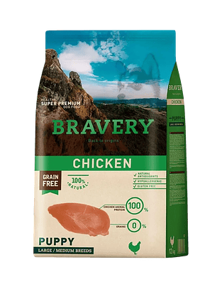 BRAVERY CHICKEN PUPPY LARGE/MEDIUM BREEDS 4KG 