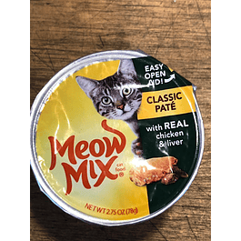 Alimento húmedo para gato Meow Mix paté pollo 78GR.