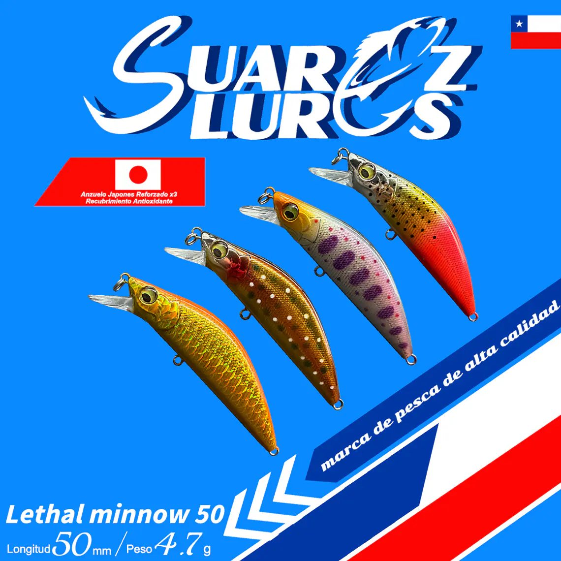 **PACK 1 PREVENTA** 4 Lethal MInnow 50mm Nuevos Colores 1