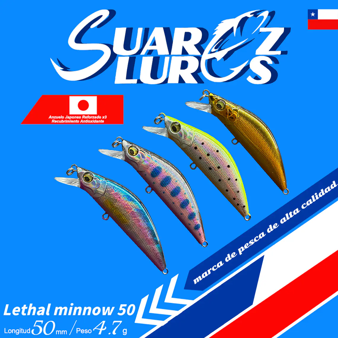**PACK 2 PREVENTA** 4 Lethal MInnow 50mm Nuevos Colores 1