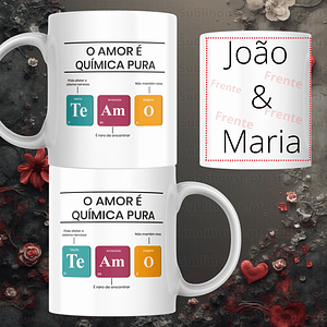 Caneca em Cerâmica - o Amor é química