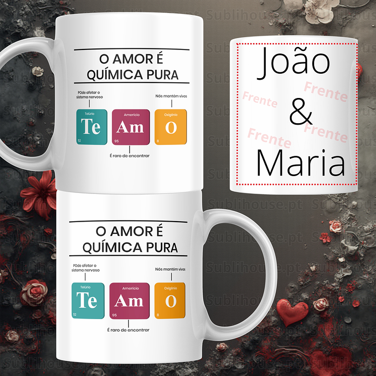 Caneca em Cerâmica - o Amor é química 2