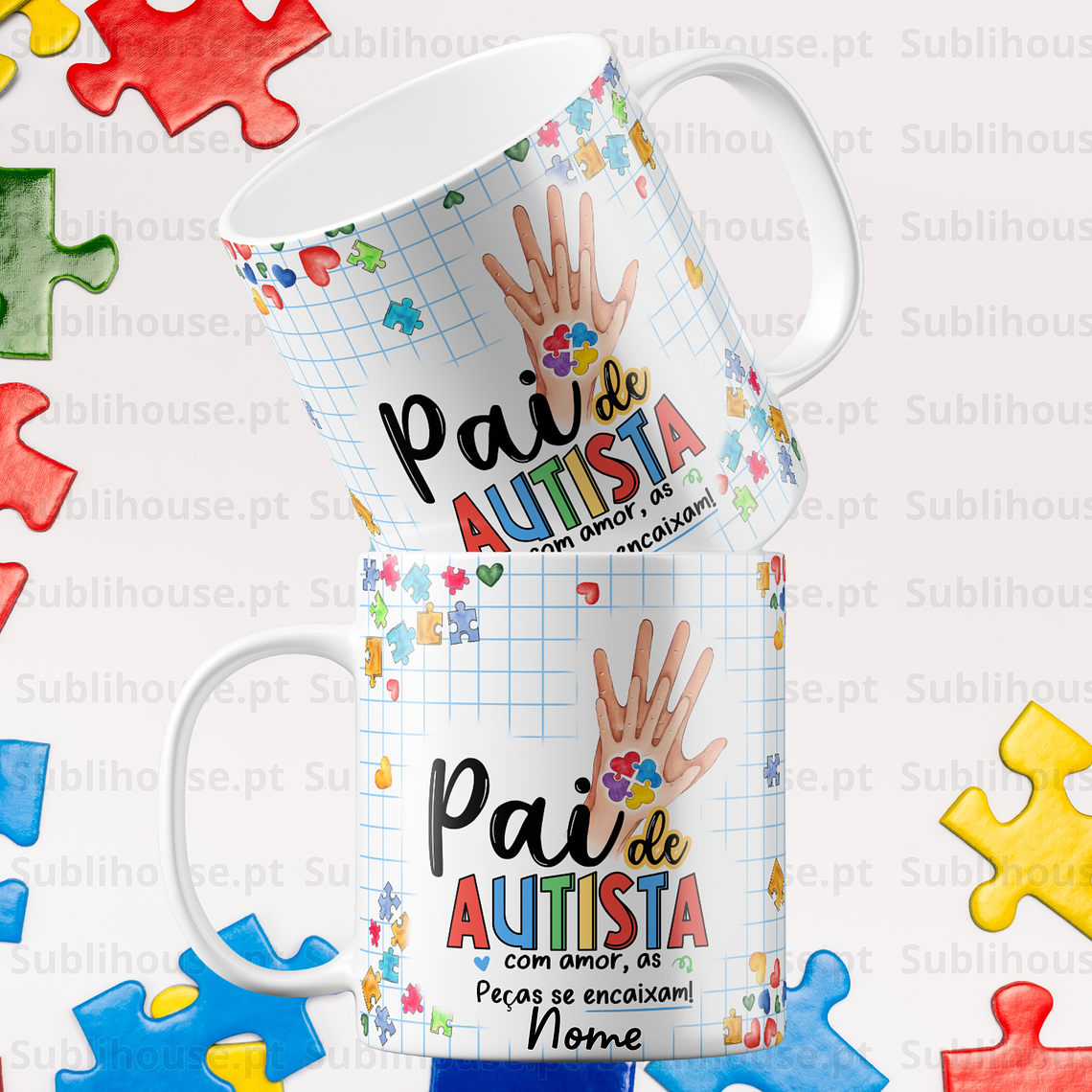 Caneca em Cerâmica - Pai de Autista com amor  2